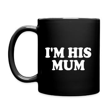 im his mom - Tasse einfarbig - Schwarz - Links