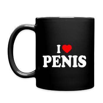 I love penis - Tasse einfarbig - Schwarz - Links