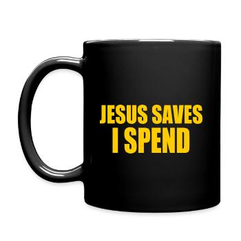 jesus saves i spend - Mug uni - noir - Gauche