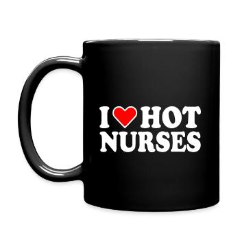 I love hot nurses - Tasse einfarbig - Schwarz - Links