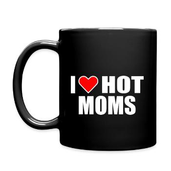 I love hot moms - Tasse einfarbig - Schwarz - Links