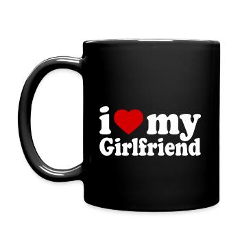 I love my girlfriend - Tasse einfarbig - Schwarz - Links