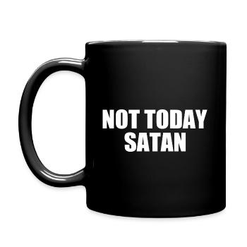 Not today satan - Tasse einfarbig - Schwarz - Links