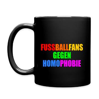 fußballfans gegen homophobie - Tasse einfarbig - Schwarz - Links