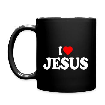 I love jesus - Tasse einfarbig - Schwarz - Links