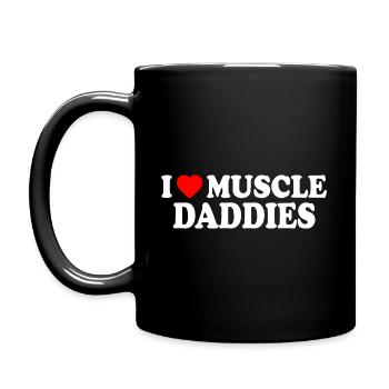 I love muscle daddies - Full Colour Mug - black - Left