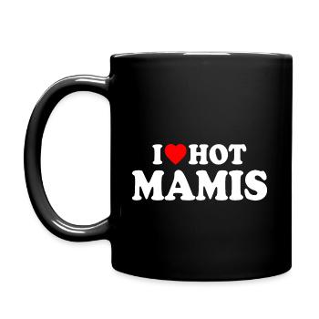 I love hot mamis - Tasse einfarbig - Schwarz - Links