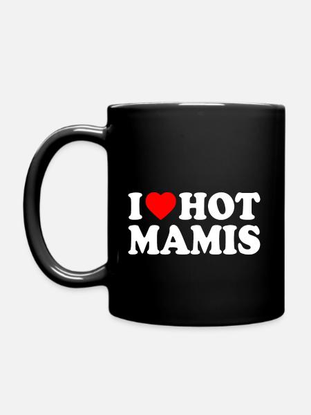 I love hot mamis - Tasse einfarbig - Schwarz
