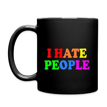 I hate people - Tasse einfarbig - Schwarz - Links