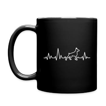 Dobermann Herzschlag EKG Hundehalter Hundebesitzer - Tasse einfarbig - Schwarz - Links