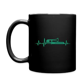 POSAUNEN HERZSCHLAG POSAUNE EKG POSAUNIST GESCHENK - Tasse einfarbig - Schwarz - Links