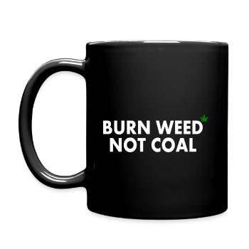 Burn weed not coal - Tasse einfarbig - Schwarz - Links