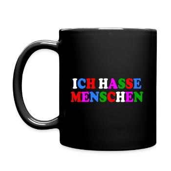 Ich hasse menschen - Tasse einfarbig - Schwarz - Links