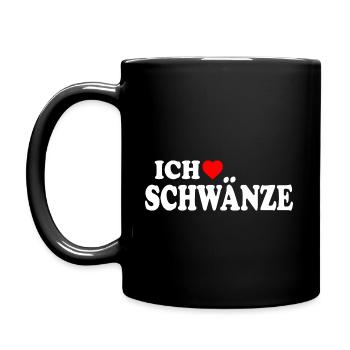 Ich liebe schwänze - Tasse einfarbig - Schwarz - Links