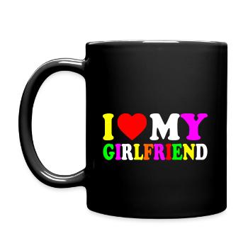 I love my girlfriend - Tasse einfarbig - Schwarz - Links