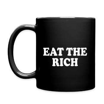 Eat the rich - Tasse einfarbig - Schwarz - Links
