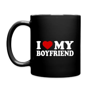 I love my boyfriend - Tasse einfarbig - Schwarz - Links