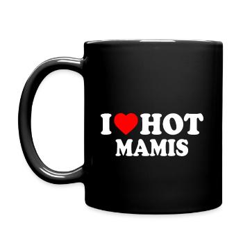 I love hot mamis - Tasse einfarbig - Schwarz - Links