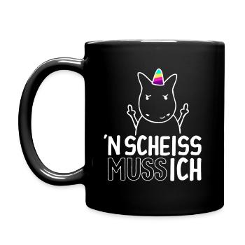 n Scheiß muss ich - Tasse einfarbig - Schwarz - Links