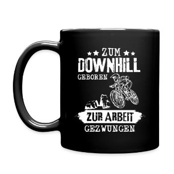 ZUM DOWNHILL GEBOREN - ZUR ARBEIT GEZWUNGEN - Tasse einfarbig - Schwarz - Links