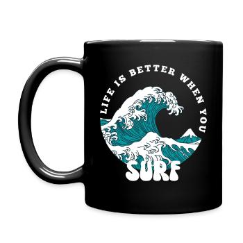 Surferboy Surfergirl Vacances d’été Surf - Mug uni - noir - Gauche