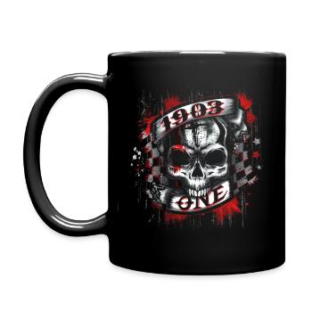 1903 One - Biker Skull - Tasse einfarbig - Schwarz - Links