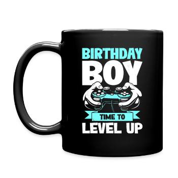 Gamer Geburtstag Time To Level Up Junge Kind - Tasse einfarbig - Schwarz - Links