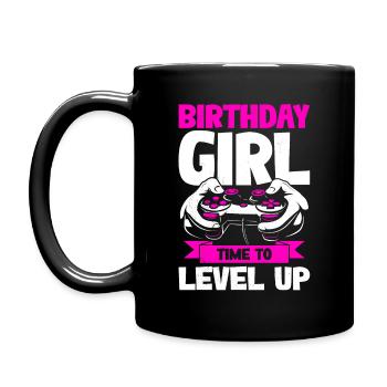 Gamer Geburtstag Time To Level Up Mädchen Kind - Tasse einfarbig - Schwarz - Links