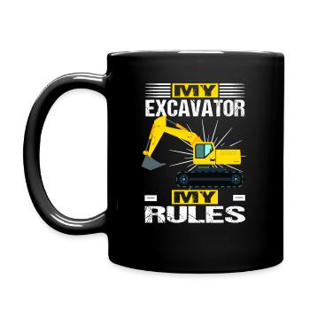 Mon excavatrice Mes règles Conducteur d’excavatrice Excavatrice Construction Fun - Mug uni - noir - Gauche