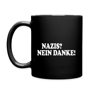 Nazis nein danke - Tasse einfarbig - Schwarz - Links