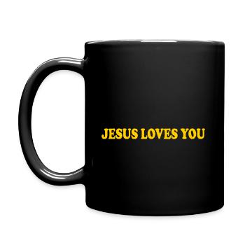 Jesus loves you - Full Colour Mug - black - Left