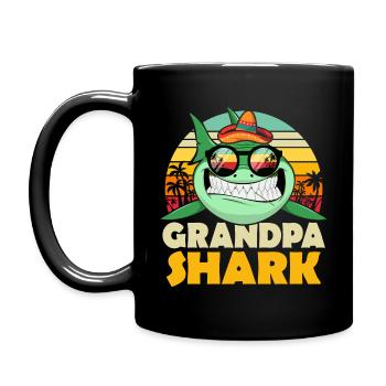 Grandpa Shark T-Shirt for Father's Day / Birthday - Full Colour Mug - black - Left