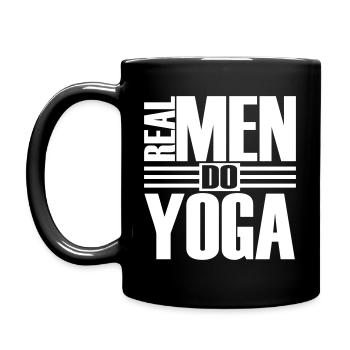 Real men do Yoga - Tasse einfarbig - Schwarz - Links