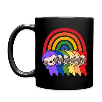 Bunte Regenbogen Faultiere - Tasse einfarbig - Schwarz - Links