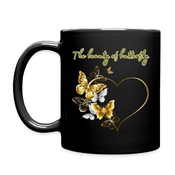 Butterfly Heart Art Butterfly Graphic - Full Colour Mug - black - Left