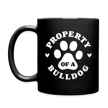 Eigentum einer Bulldogge - Tasse einfarbig - Schwarz - Links