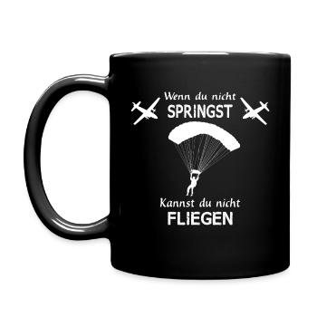 Fallschirmspringer Shirt - Fallschirmsport - Tasse einfarbig - Schwarz - Links