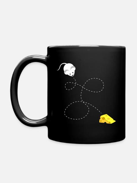 Mäuse Käse - Tasse einfarbig - Schwarz