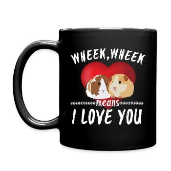 Wheek Wheek means i love You Meerschweinchen Liebe - Tasse einfarbig - Schwarz - Links