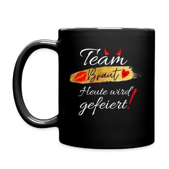 Junggesellinnenabschied oder JGA -Team Braut - Tasse einfarbig - Schwarz - Links
