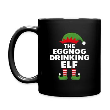 Der Eierlikör trinkende Elf - Tasse einfarbig - Schwarz - Links