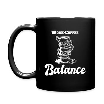 Work Coffee Balance - ambiguous, timeless, nice - Full Colour Mug - black - Left