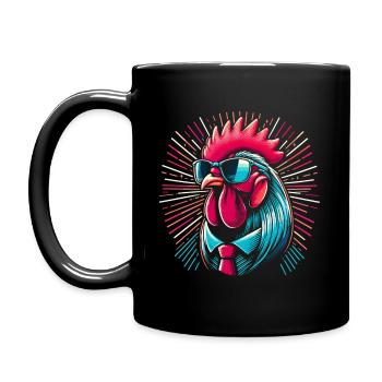 Fashion Rooster with Glasses - Full Colour Mug - black - Left