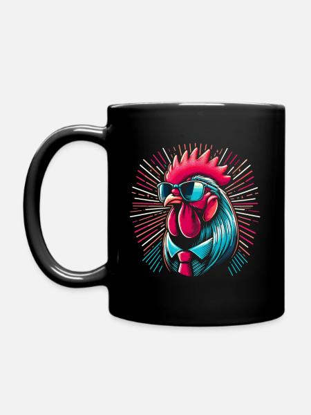 Coq Fashion à Lunettes - Mug uni - noir