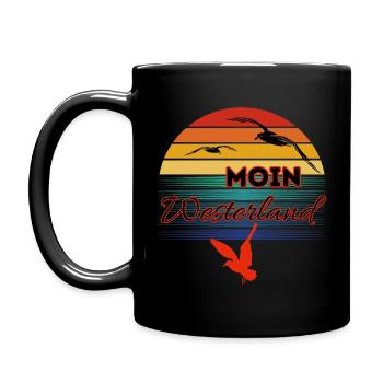 Moin Westerland mit Möwe im Retro Style-Westerland - Tasse einfarbig - Schwarz - Links