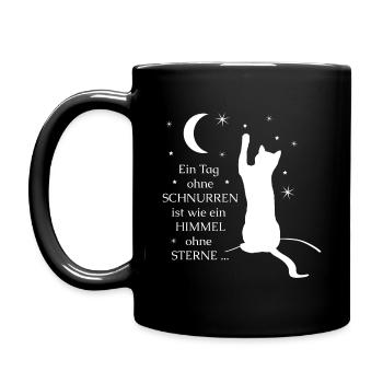 Sprüche Katze / Katzen "Schnurren" Tiere - Tasse einfarbig - Schwarz - Links