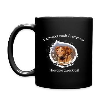 Verrückt nach Bretonen! - Tasse einfarbig - Schwarz - Links