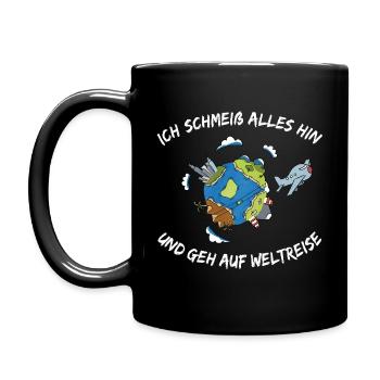 Ich geh auf Weltreise - reisen - Abenteuer - Tasse einfarbig - Schwarz - Links