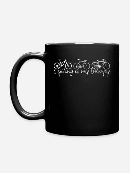 Fahrrad Radsport Cycling is my therapy - Tasse einfarbig - Schwarz