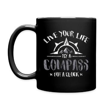 Leben Kompass Reisen Wandern Reise Geschenk - Tasse einfarbig - Schwarz - Links